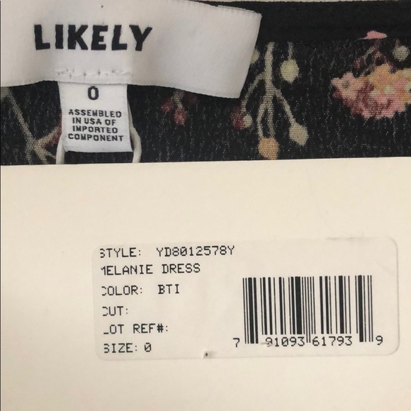 NWT LIKELY Black Floral Melanie Maxi Dress Size 0 - Picture 10 of 10